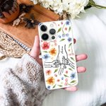 Personalized Holding Hands Watercolor Flower Phone Case for iPhone with Kid Names Mother's Day Birthday Gift for Mom Grandma