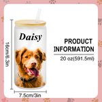 Personalized Per Portrait Oil Painting 20oz Frosted Glass Cup with Name Birthday Anniversary Gift for Pet Lover