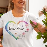 Personalizada Nacimiento Flor Corazón Camiseta con nombre Día de la Madre Día del Padre Cumpleaños Regalo para la familia