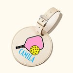 Personalisierte einstellbare Pickleball Leder Gepäckanhänger mit ID-Etikett-Halter und Name Geburtstag Reisegeschenk für Pickleball Spieler Liebhaber