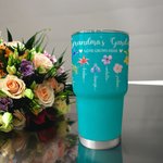 Personalized Birth Flower 30oz Stainless Steel Tumbler with 1-14 Names and Straw Birthday Mother's Day Gift for Mom Grandma