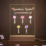 Gepersonaliseerd Kleurrijk Geboortebloem LED Nachtlampje met Houten Voet en Naam Home Decoratie Moederdag Cadeau voor Moeder Oma