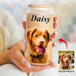 Personalized Per Portrait Oil Painting 20oz Frosted Glass Cup with Name Birthday Anniversary Gift for Pet Lover