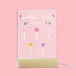 Gepersonaliseerd Kleurrijk Geboortebloem LED Nachtlampje met Houten Voet en Naam Home Decoratie Moederdag Cadeau voor Moeder Oma