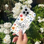 Personalized Holding Hands Watercolor Flower Phone Case for iPhone with Kid Names Mother's Day Birthday Gift for Mom Grandma