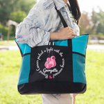 Personalisierte Brustkrebs wählte einen Kampf mit der falschen Frau Tragetasche mit Namen Mesh-Taschen Tote Bag Chemotherapie Pflege Geschenk für sie