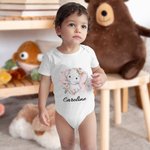 Personalisierte 100% Baumwolle Blume niedlichen Elefanten Baby Onesie T-Shirt Baby Onesie Muttertag Geschenk für Neugeborene und Mama