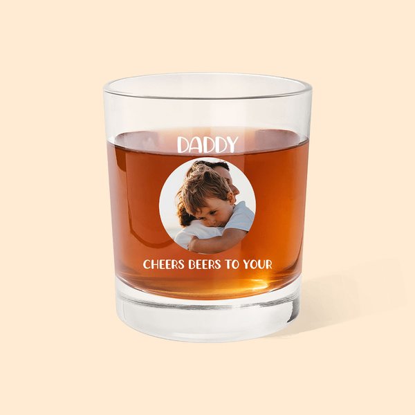 Verre à Whisky Personnalisé avec Texte et Photo Cadeau de Fête des Pères d'Anniversaire pour Papa