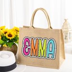 Personalisierte Multicolor große Kapazität Dalmatiner Dots Name Jute Tasche Tote Bag Party Gunst Geburtstag Geschenk für Frauen