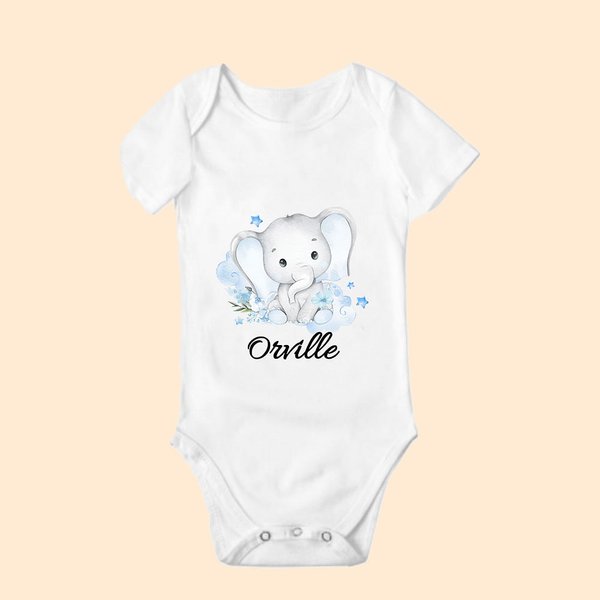 100% Cotton Flower Elephant Baby Onesie T-shirt