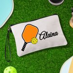 Personalisierte Multicolor Pickleball Leinen Kosmetiktasche mit Namen und Handgelenkband Geburtstag Team Geschenk für Pickleball Spieler Liebhaber