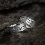 Personalizado martillado hebreo Nombre Recorte Anillo Ajustable Cumpleaños Boda Regalo para judíos