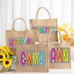 Personalisierte Multicolor große Kapazität Dalmatiner Dots Name Jute Tasche Tote Bag Party Gunst Geburtstag Geschenk für Frauen