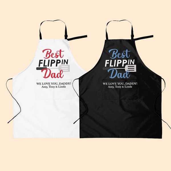 Personalized Best Flippin Waterproof Apron with Text Father’s Day Birthday Gift for Dad Grandpa