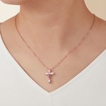 Personalised Mini Cross Pendant Necklace with 1-5 Family Birthstones Christening Gift for Woman