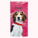 Serviette de Plage Personnalisée avec Prénom Portrait Animal Style Peinture à l'Huile Cadeau Anniversaire Voyage pour Amoureux d'Animal de Compagnie