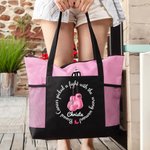 Personalisierte Brustkrebs wählte einen Kampf mit der falschen Frau Tragetasche mit Namen Mesh-Taschen Tote Bag Chemotherapie Pflege Geschenk für sie