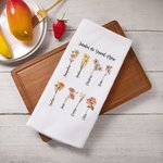Serviette Cuisine Personnalisée avec 1-15 Noms Fleurs de Naissance Torchon Blanc Super Absorbant Cadeau Fête des Mères pour Maman Amoureuse de Cuisine