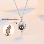 Collier avec Photo Projection Personnalisée Pendentif en Argent Cadeau Anniversaire Fête des Mères pour Femme