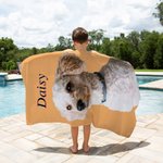 Serviette de Plage Personnalisée avec Prénom Portrait Animal Style Peinture à l'Huile Cadeau Anniversaire Voyage pour Amoureux d'Animal de Compagnie