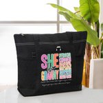 Personalized Colourful Letter She Is Mummy Tote Bag with Nickname and 1-16 Kid Names Mother's Day Birthday Gift for Mom Grandma
