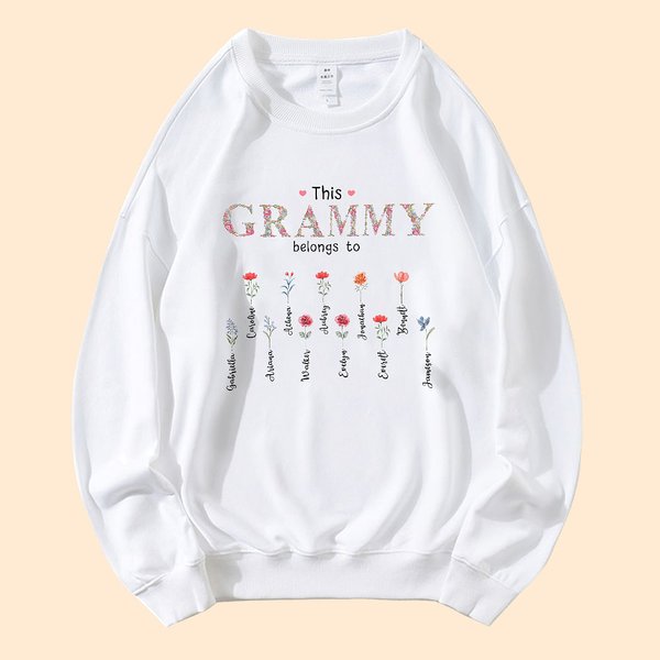 Sudadera personalizada This Mommy Belongs To 1-16 Birth Flower con nombre Cumpleaños Día de la Madre Regalo para mamá Abuela