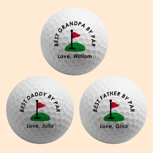 Personalised Best Husband Father By Par Flag Pattern Golf Ball with Text and Name Father's Day Birthday Gift for Golf Lover