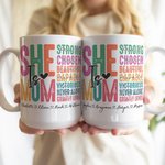 Tasse en Céramique Personnalisée avec 1-16 Noms d'Enfants Mug à Lettre Colorée Cadeau de Fête des Mères pour Maman Grand-mère