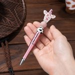 Stylo à Bille Perlé Personnalisé avec Nom Fournitures de Bureau Cadeau d'Anniversaire pour Amoureux de la Vache
