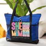 Personalized Colourful Letter She Is Mummy Tote Bag with Nickname and 1-16 Kid Names Mother's Day Birthday Gift for Mom Grandma