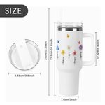 Gobelet de Grande Capacité 1130ml Personnalisé avec Nom et Fleurs de Naissance Jardin de Grand-mère Cadeau Anniversaire Fête des Mères pour Grand-mère