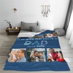 Personalized Glad You're My Dad Grandpa Photo Blanket with Text Father’s Day Birthday Gift for Dad Grandpa