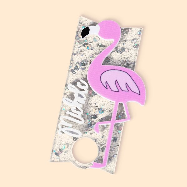 Personalisierte Acryl Glitter Flamingo 3D Name Platte Topper für 30oz 40oz Stanley Tumbler Geburtstag Geschenk für Freund Familie