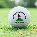 Personalized Best Husband Father By Par Flag Pattern Golf Ball with Text and Name  Father's Day Birthday Gift for Golf Lover