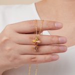 Personalised Mini Cross Pendant Necklace with 1-5 Family Birthstones Christening Gift for Woman