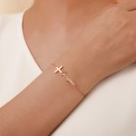 Personalisierte Kreuz Armband mit Namen Geburtstag Taufe religiöses Geschenk für sie
