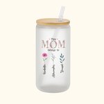 Gepersonaliseerde This Grandma Mom Belongs To 20oz Frosted Glass Cup met 1-16 Geboorte Bloemen en Namen Moederdagcadeau voor haar