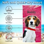 Telo da spiaggia personalizzato con ritratto di animale domestico dipinto ad olio ad asciugatura rapida con nome Regalo di compleanno per gli amanti d