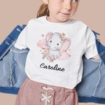 Personalisierte 100% Baumwolle Blume niedlichen Elefanten Baby Onesie T-Shirt Baby Onesie Muttertag Geschenk für Neugeborene und Mama