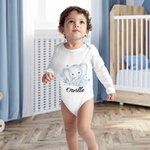 Personalisierte 100% Baumwolle Blume niedlichen Elefanten Baby Onesie T-Shirt Baby Onesie Muttertag Geschenk für Neugeborene und Mama