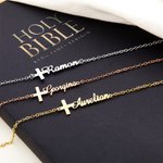 Personalisierte Kreuz Armband mit Namen Geburtstag Taufe religiöses Geschenk für sie