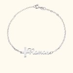Personalisierte Kreuz Armband mit Namen Geburtstag Taufe religiöses Geschenk für sie