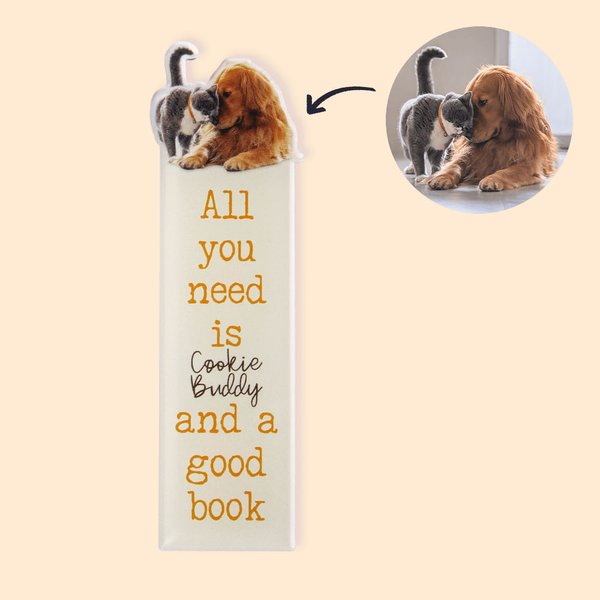 Personalized Pet Photo Acrylic Bookmark with Name Birthday Gift for Cat Dog Owner Book Lovers