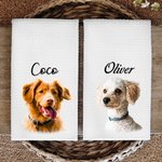 Personalisierte Ölmalerei Stil Haustier Portrait Foto 100% Baumwolle Waffel Geschirrtuch Geburtstag Jahrestag Geschenk für Tierliebhaber