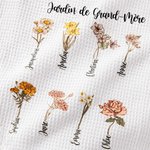 Serviette Cuisine Personnalisée avec 1-15 Noms Fleurs de Naissance Torchon Blanc Super Absorbant Cadeau Fête des Mères pour Maman Amoureuse de Cuisine