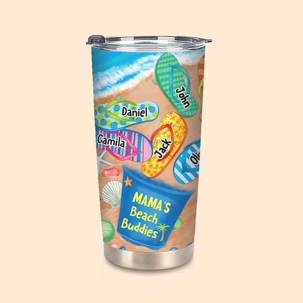 Vaso Filp Flop 20oz Personalizado con 1-8 Nombres Cumpleaños Día del Padre Día de la Madre Regalo para la Familia