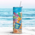 Personalisierte Beach Buddies 1-8 Namen 20oz gerade Skinny Becher mit Stroh Geburtstag Vaters Muttertag Geschenk für Familie