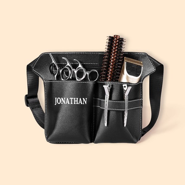 Personalized Multi-Compartment Leather Hairdressing Scissors Waist Bag with Name Hairstylist Must Haves Gift for Hairstylist Barber