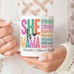 Tasse en Céramique Personnalisée avec 1-16 Noms d'Enfants Mug à Lettre Colorée Cadeau de Fête des Mères pour Maman Grand-mère