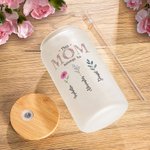 Gepersonaliseerde This Grandma Mom Belongs To 20oz Frosted Glass Cup met 1-16 Geboorte Bloemen en Namen Moederdagcadeau voor haar